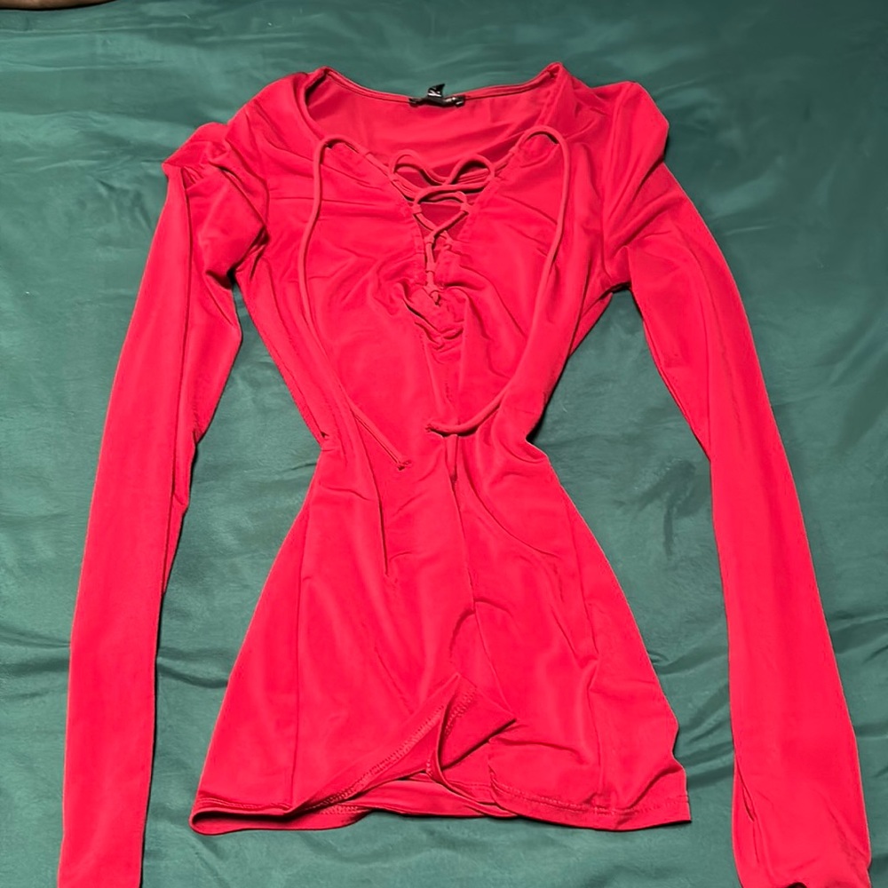 Express Red Criss Cross Long sleeve